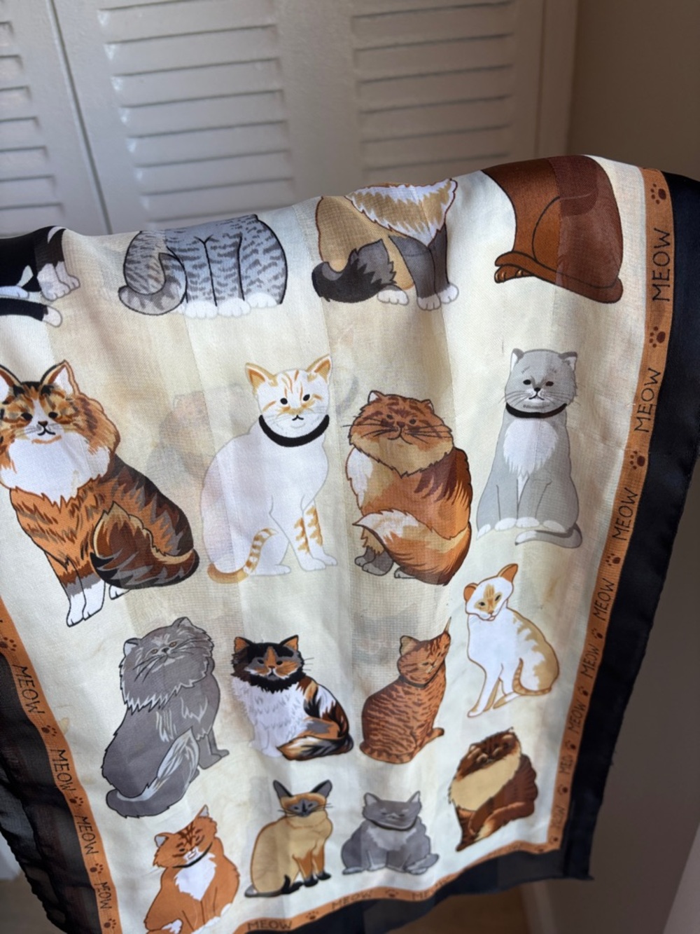 Chic Cat Print Scarf | Elegant Neck Tie Style | Statement Accessory - Picture 6 of 6